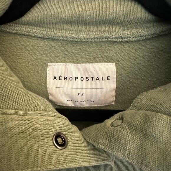 Aeropostale Cropped Sweatshirt Women’s XS Olive Green Button Pullover - Picture 6 of 8